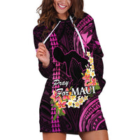Personalised Hawaii Hoodie Dress Pray For Maui Hawaiian Plumeria Be Strong Pink Verison - Wonder Print Shop