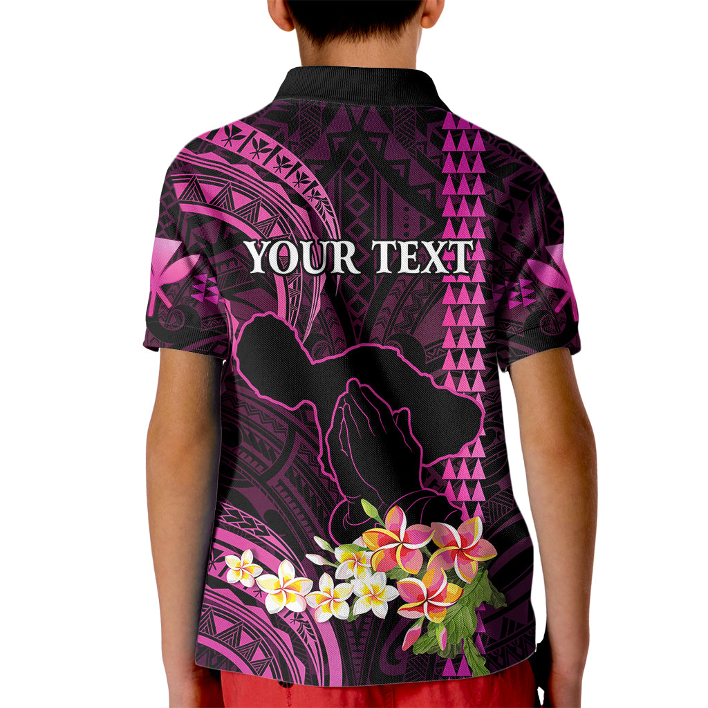 Personalised Hawaii Kid Polo Shirt Pray For Maui Hawaiian Plumeria Be Strong Pink Verison - Wonder Print Shop