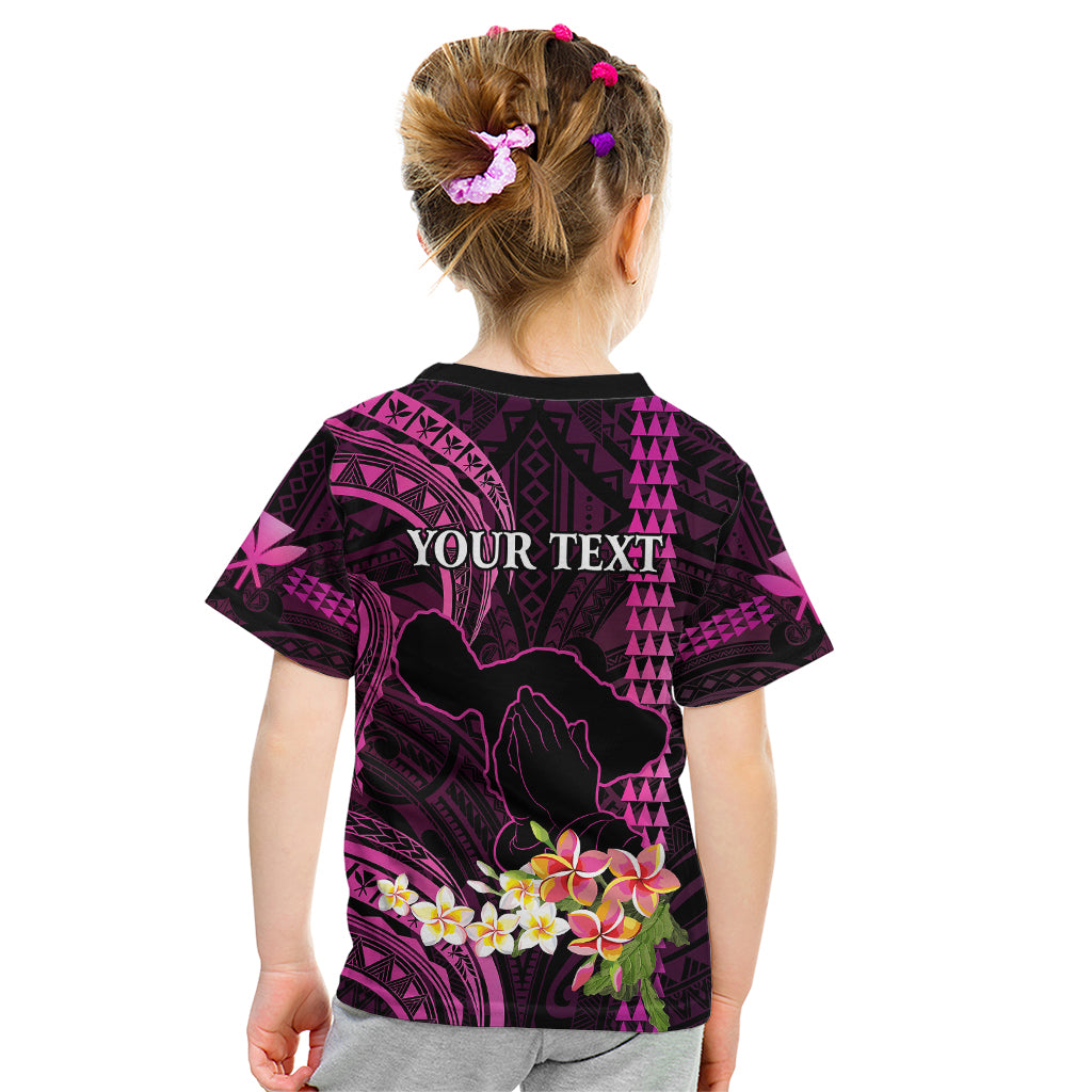 Personalised Hawaii Kid T Shirt Pray For Maui Hawaiian Plumeria Be Strong Pink Verison - Wonder Print Shop