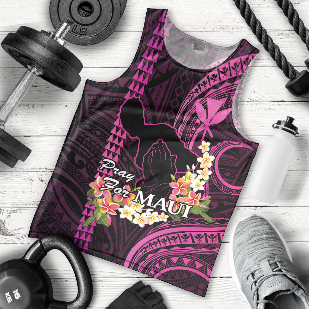 personalised-hawaii-men-tank-top-pray-for-maui-hawaiian-plumeria-be-strong-pink-verison