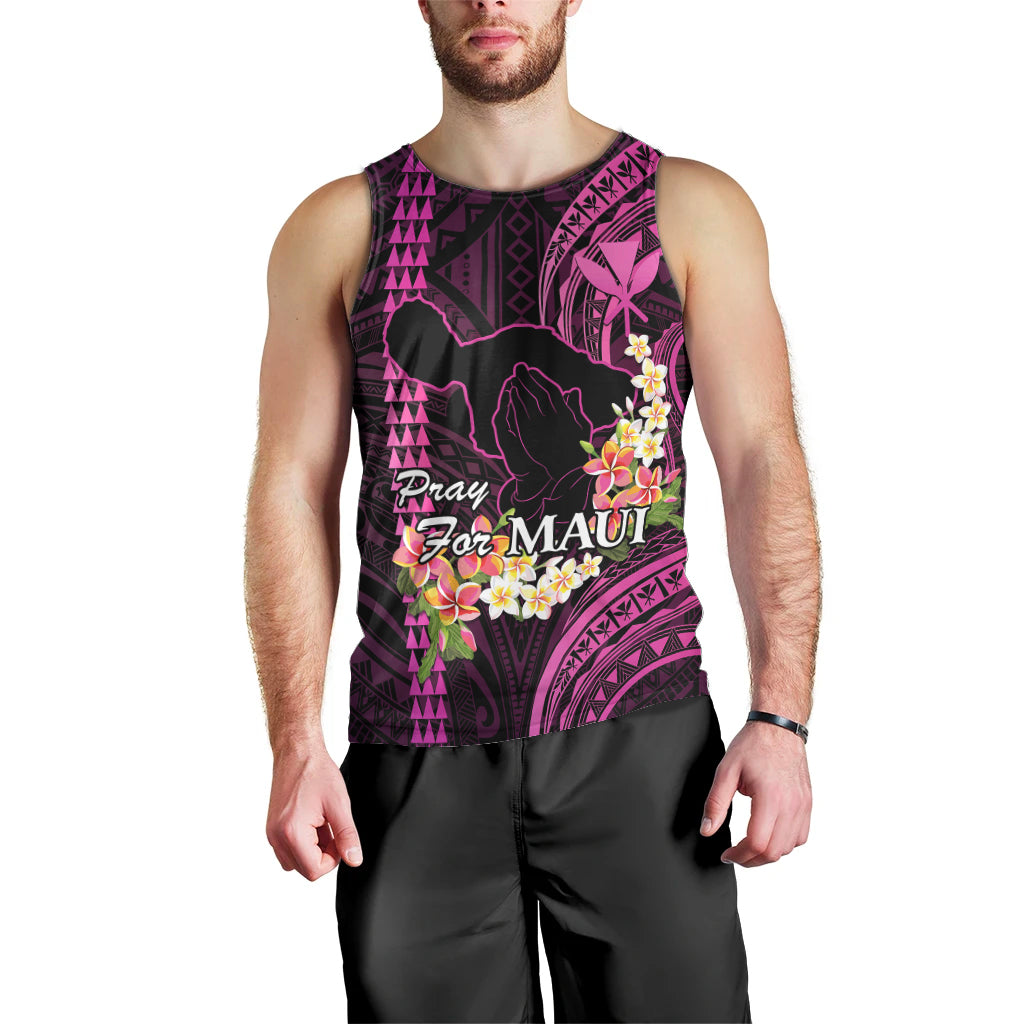personalised-hawaii-men-tank-top-pray-for-maui-hawaiian-plumeria-be-strong-pink-verison