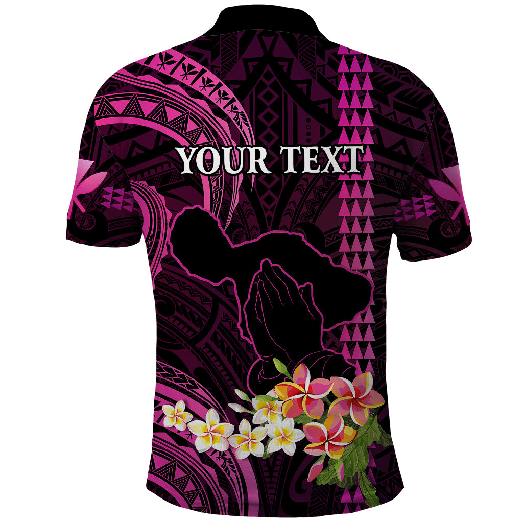 Personalised Hawaii Polo Shirt Pray For Maui Hawaiian Plumeria Be Strong Pink Verison - Wonder Print Shop