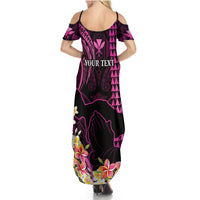 Personalised Hawaii Summer Maxi Dress Pray For Maui Hawaiian Plumeria Be Strong Pink Verison - Wonder Print Shop