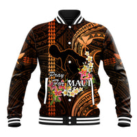 Hawaii Baseball Jacket Pray For Maui Hawaiian Plumeria Be Strong Gold Verison - Wonder Print Shop