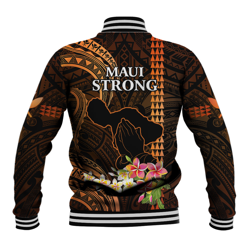 Hawaii Baseball Jacket Pray For Maui Hawaiian Plumeria Be Strong Gold Verison - Wonder Print Shop