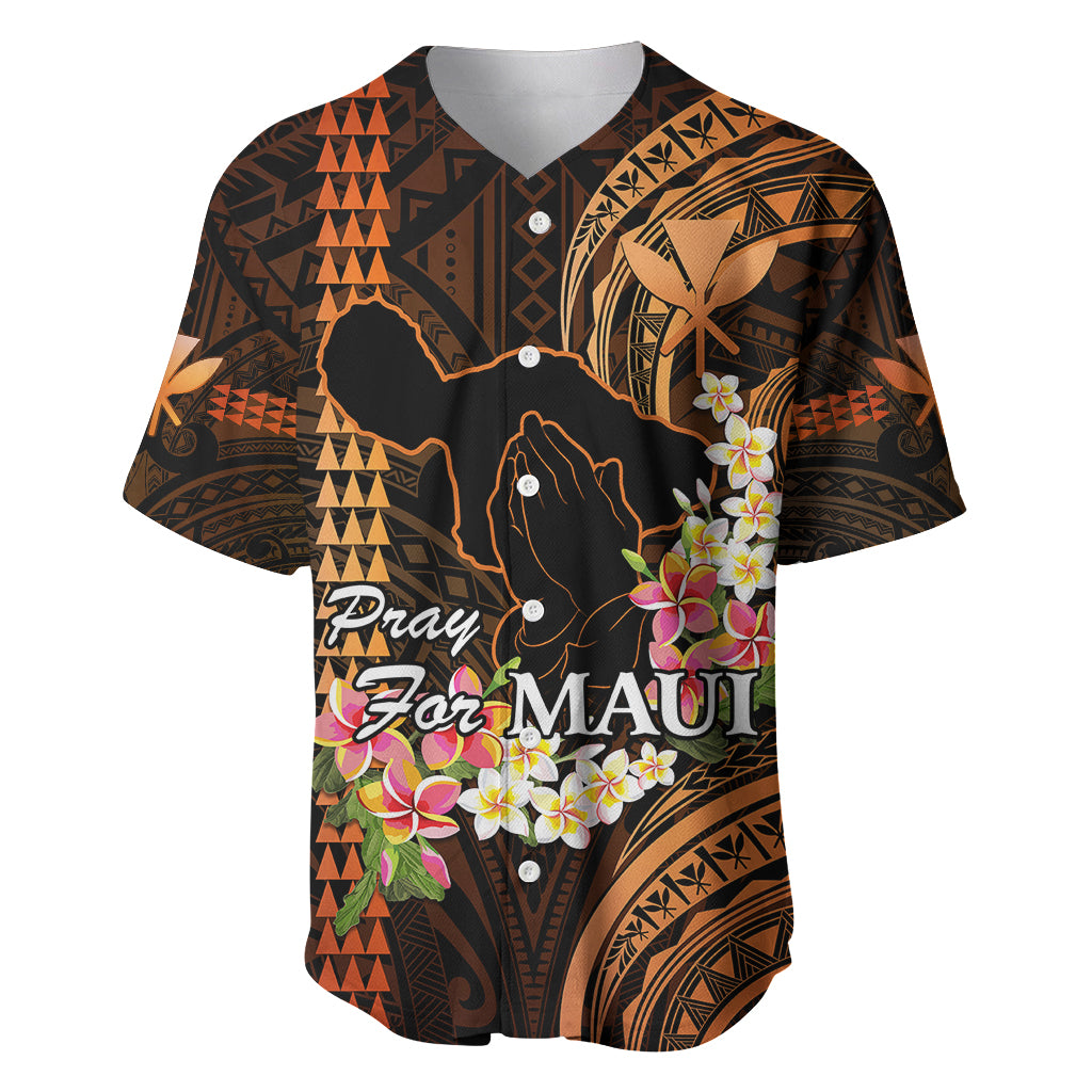 Hawaii Baseball Jersey Pray For Maui Hawaiian Plumeria Be Strong Gold Verison - Wonder Print Shop