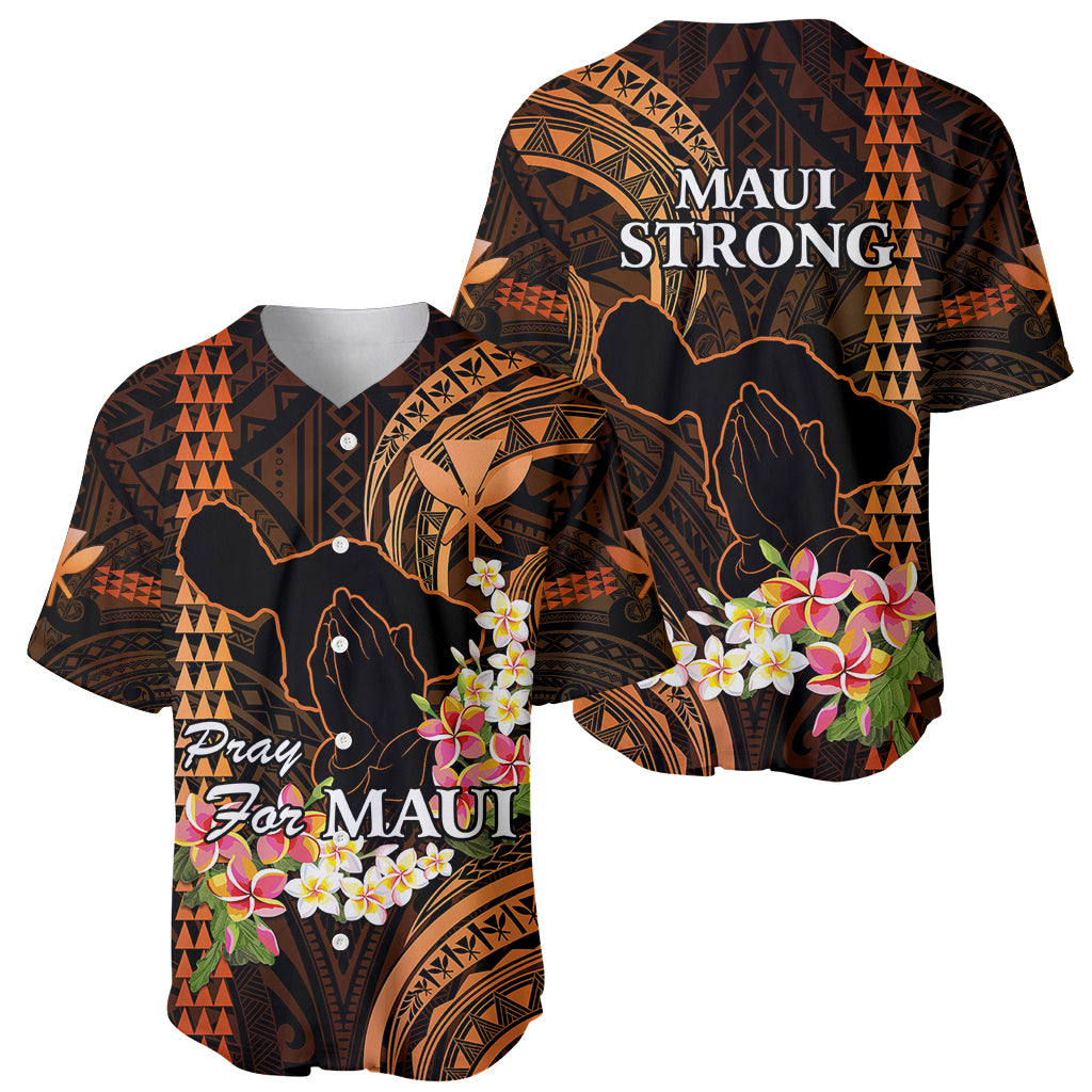 Hawaii Baseball Jersey Pray For Maui Hawaiian Plumeria Be Strong Gold Verison - Wonder Print Shop