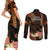 Hawaii Couples Matching Short Sleeve Bodycon Dress and Long Sleeve Button Shirts Pray For Maui Hawaiian Plumeria Be Strong Gold Verison - Wonder Print Shop