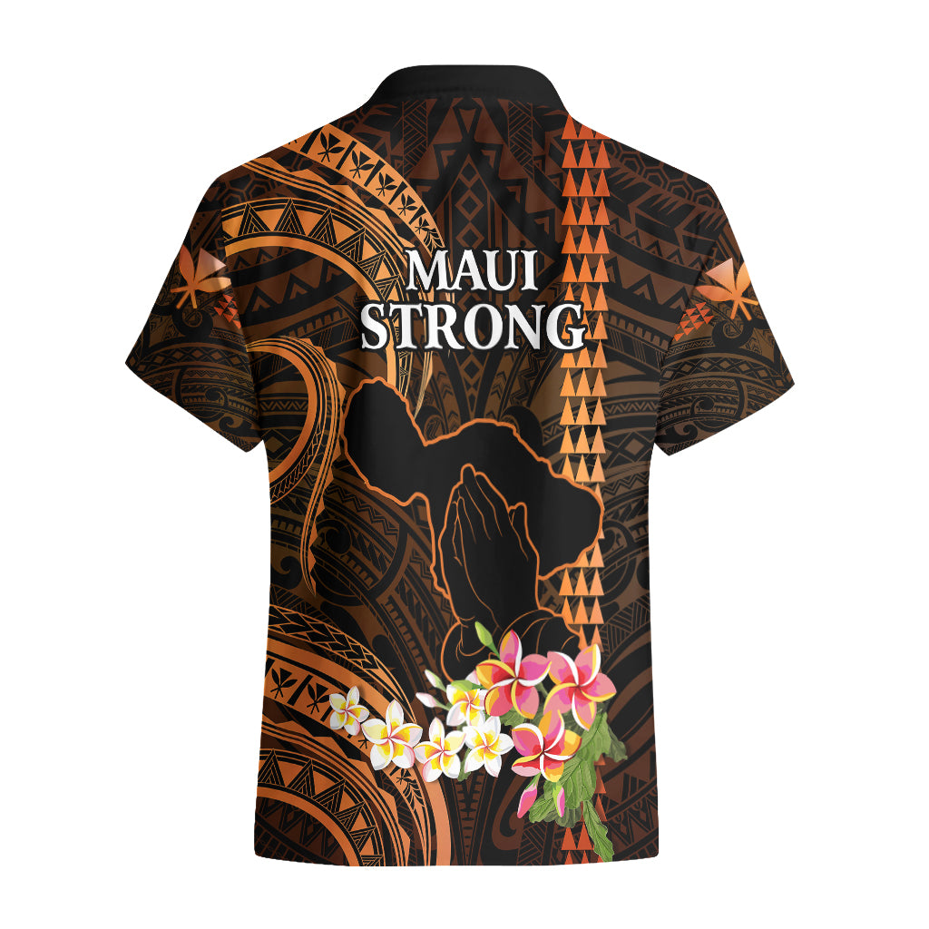 Hawaii Hawaiian Shirt Pray For Maui Hawaiian Plumeria Be Strong Gold Verison - Wonder Print Shop