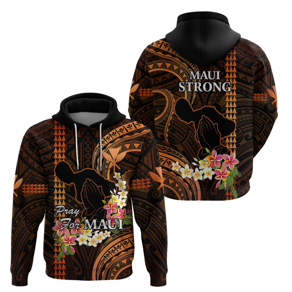 Hawaii Hoodie Pray For Maui Hawaiian Plumeria Be Strong Gold Verison - Wonder Print Shop
