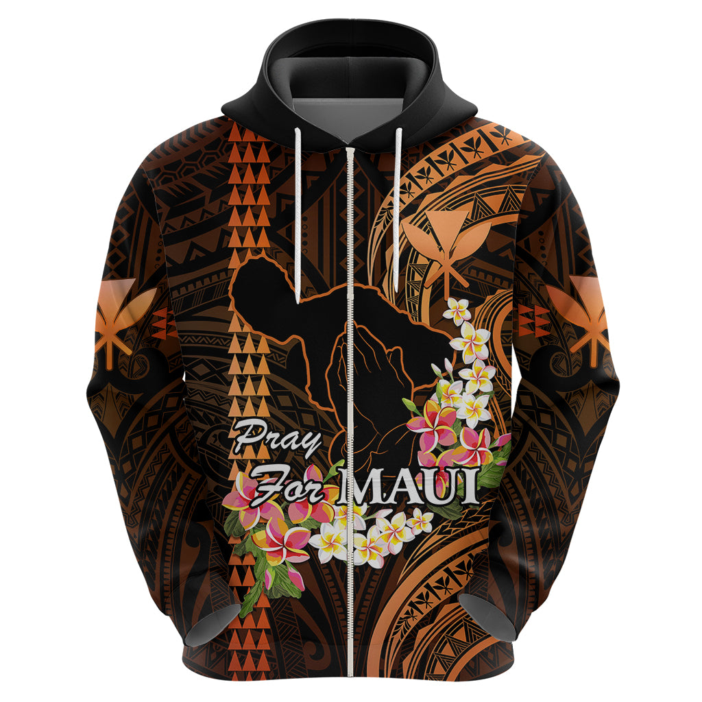 Hawaii Hoodie Pray For Maui Hawaiian Plumeria Be Strong Gold Verison - Wonder Print Shop