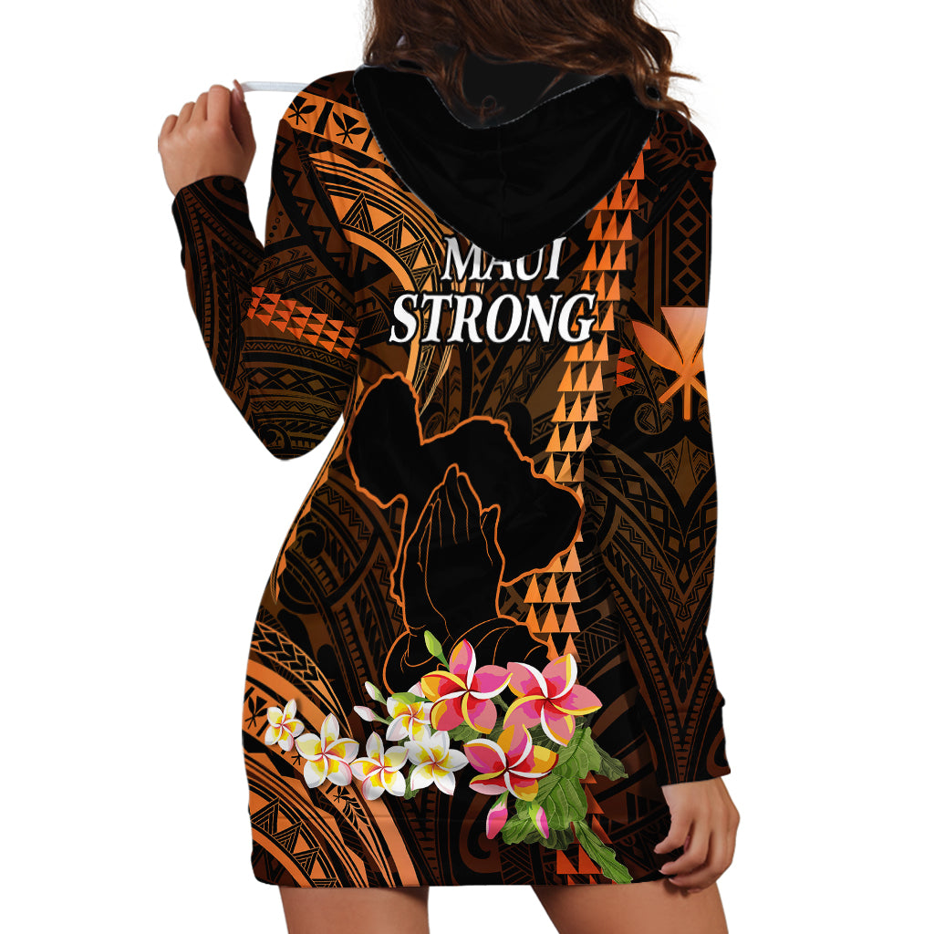 Hawaii Hoodie Dress Pray For Maui Hawaiian Plumeria Be Strong Gold Verison - Wonder Print Shop