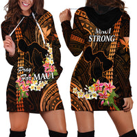 Hawaii Hoodie Dress Pray For Maui Hawaiian Plumeria Be Strong Gold Verison - Wonder Print Shop