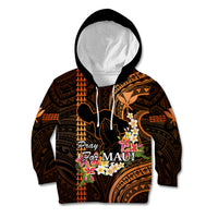 Hawaii Kid Hoodie Pray For Maui Hawaiian Plumeria Be Strong Gold Verison - Wonder Print Shop