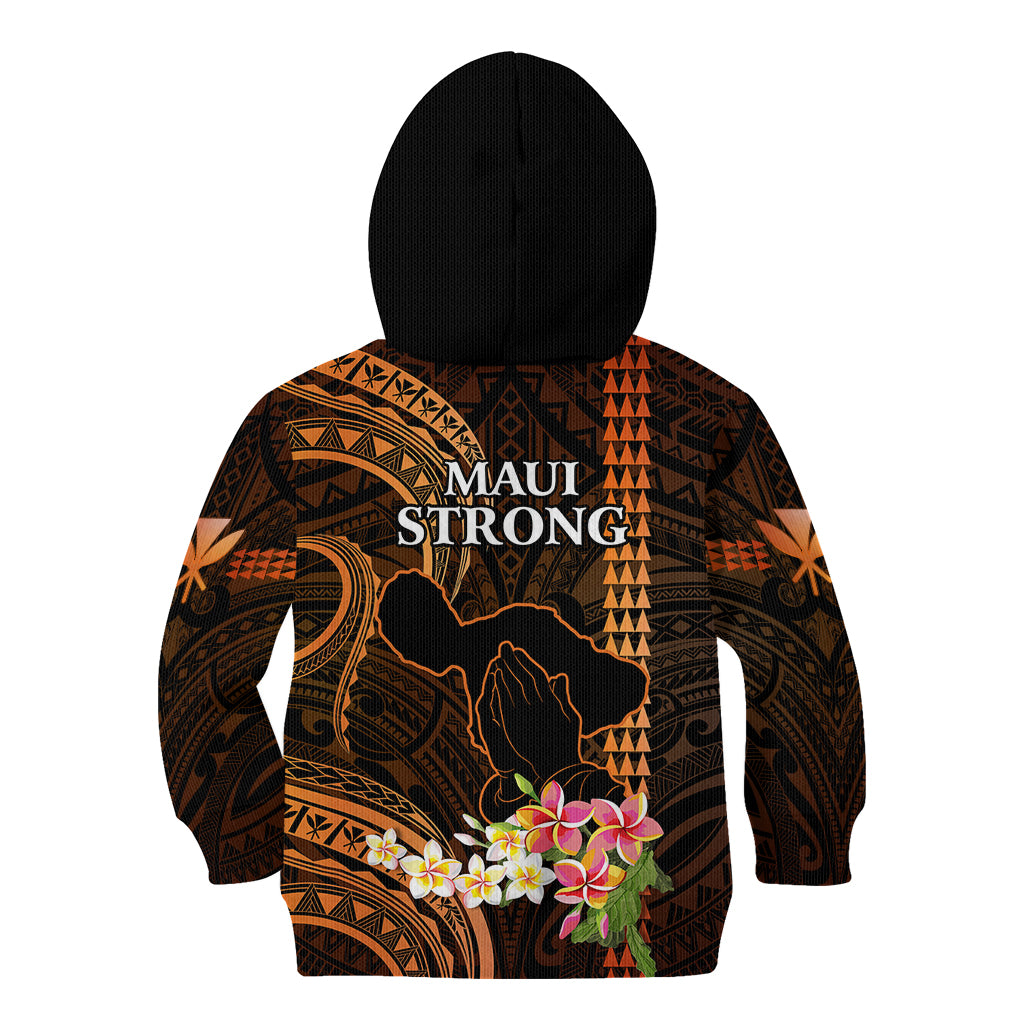 Hawaii Kid Hoodie Pray For Maui Hawaiian Plumeria Be Strong Gold Verison - Wonder Print Shop