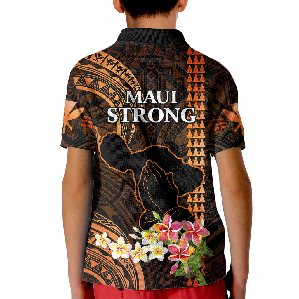 Hawaii Kid Polo Shirt Pray For Maui Hawaiian Plumeria Be Strong Gold Verison - Wonder Print Shop