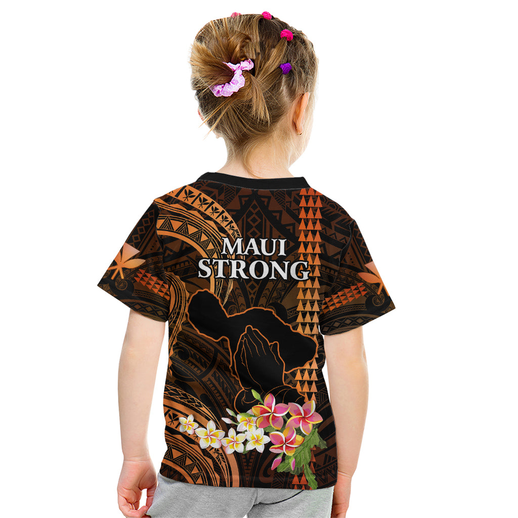 Hawaii Kid T Shirt Pray For Maui Hawaiian Plumeria Be Strong Gold Verison - Wonder Print Shop