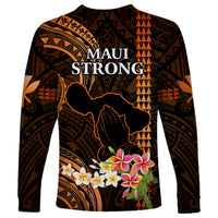 Hawaii Long Sleeve Shirt Pray For Maui Hawaiian Plumeria Be Strong Gold Verison - Wonder Print Shop