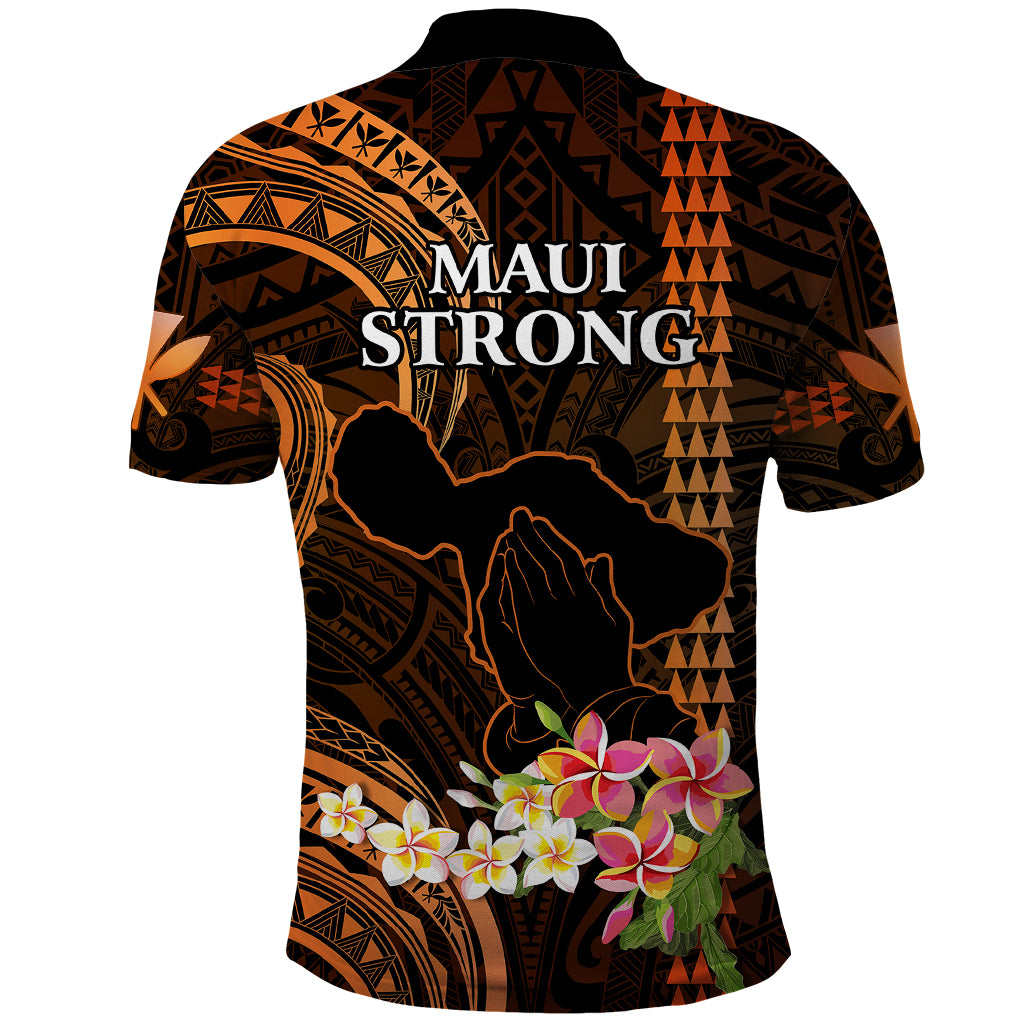 Hawaii Polo Shirt Pray For Maui Hawaiian Plumeria Be Strong Gold Verison - Wonder Print Shop