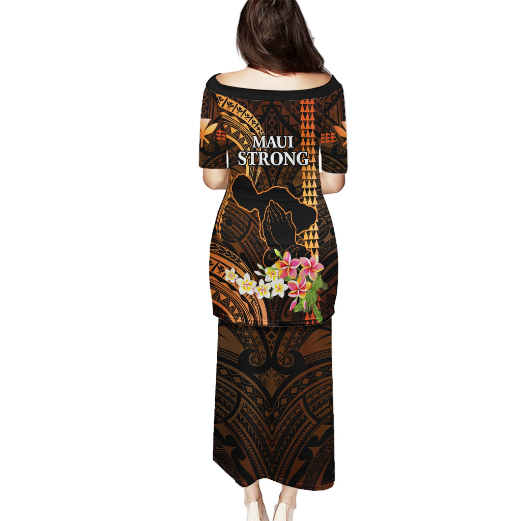 Hawaii Puletasi Pray For Maui Hawaiian Plumeria Be Strong Gold Verison - Wonder Print Shop