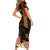 Hawaii Short Sleeve Bodycon Dress Pray For Maui Hawaiian Plumeria Be Strong Gold Verison - Wonder Print Shop