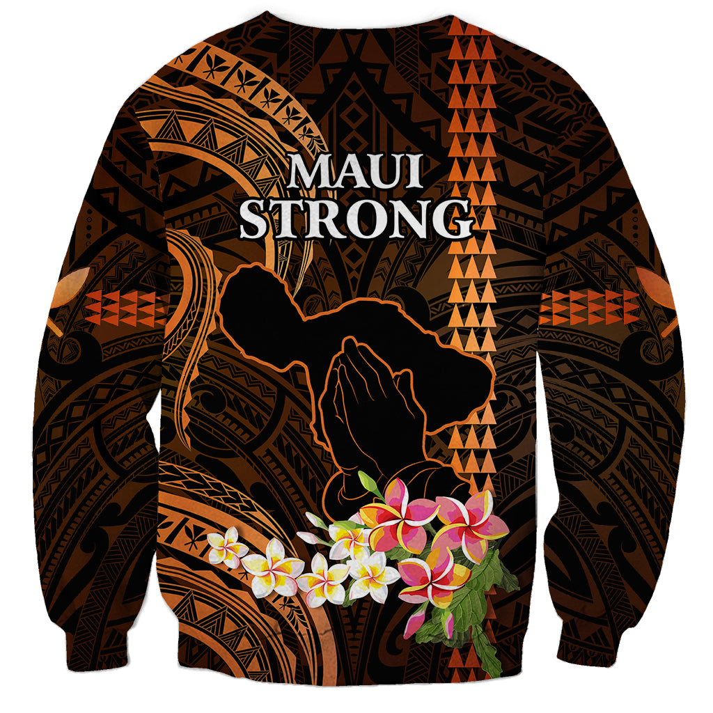 Hawaii Sweatshirt Pray For Maui Hawaiian Plumeria Be Strong Gold Verison - Wonder Print Shop