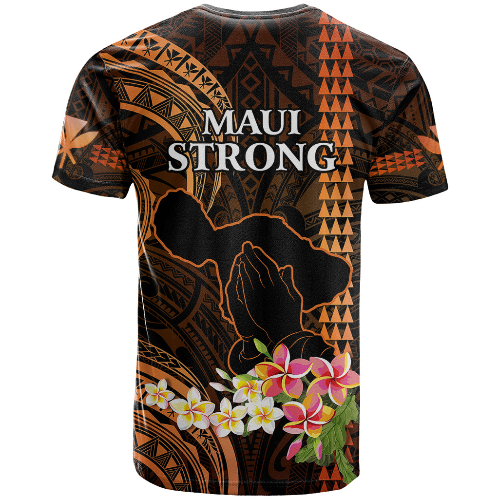 Hawaii T Shirt Pray For Maui Hawaiian Plumeria Be Strong Gold Verison - Wonder Print Shop