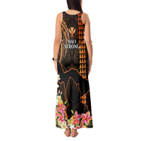 Hawaii Tank Maxi Dress Pray For Maui Hawaiian Plumeria Be Strong Gold Verison - Wonder Print Shop