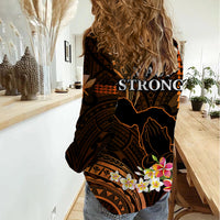 Hawaii Women Casual Shirt Pray For Maui Hawaiian Plumeria Be Strong Gold Verison - Wonder Print Shop