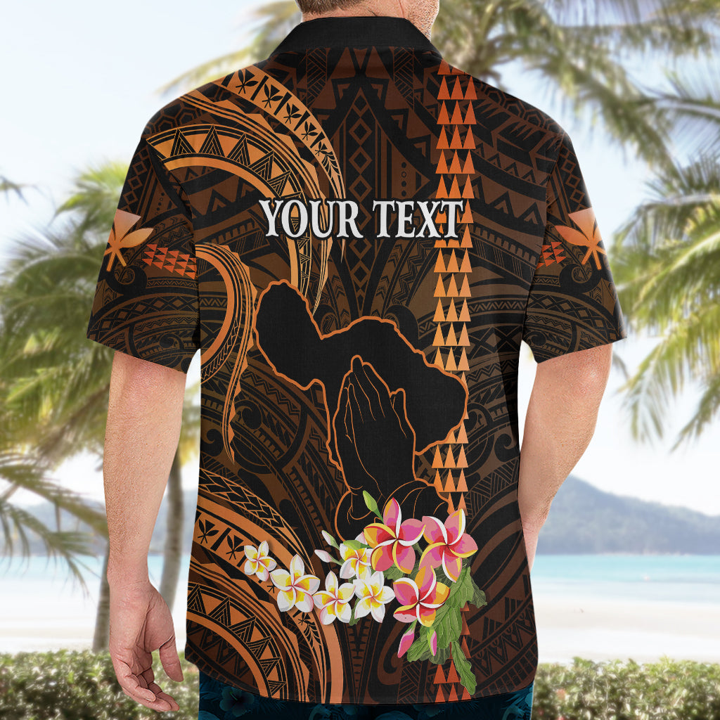Personalised Hawaii Hawaiian Shirt Pray For Maui Hawaiian Plumeria Be Strong Gold Verison - Wonder Print Shop