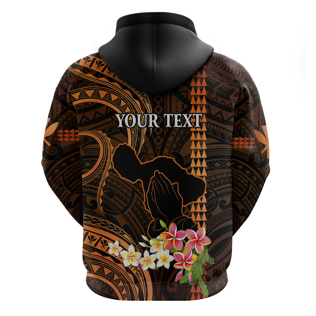 Personalised Hawaii Hoodie Pray For Maui Hawaiian Plumeria Be Strong Gold Verison - Wonder Print Shop