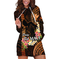 Personalised Hawaii Hoodie Dress Pray For Maui Hawaiian Plumeria Be Strong Gold Verison - Wonder Print Shop