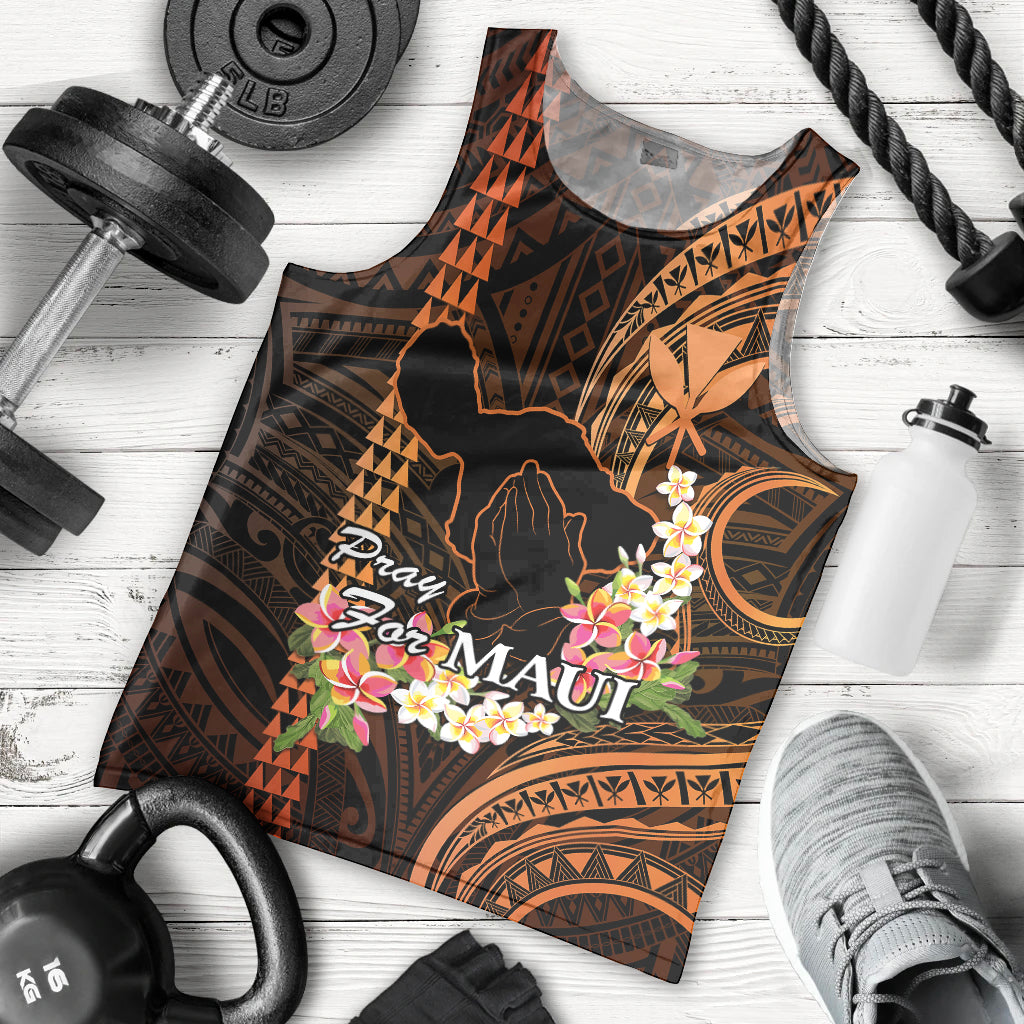 personalised-hawaii-men-tank-top-pray-for-maui-hawaiian-plumeria-be-strong-gold-verison
