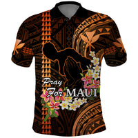 Personalised Hawaii Polo Shirt Pray For Maui Hawaiian Plumeria Be Strong Gold Verison - Wonder Print Shop