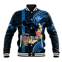 Hawaii Baseball Jacket Pray For Maui Hawaiian Plumeria Be Strong Blue Verison - Wonder Print Shop