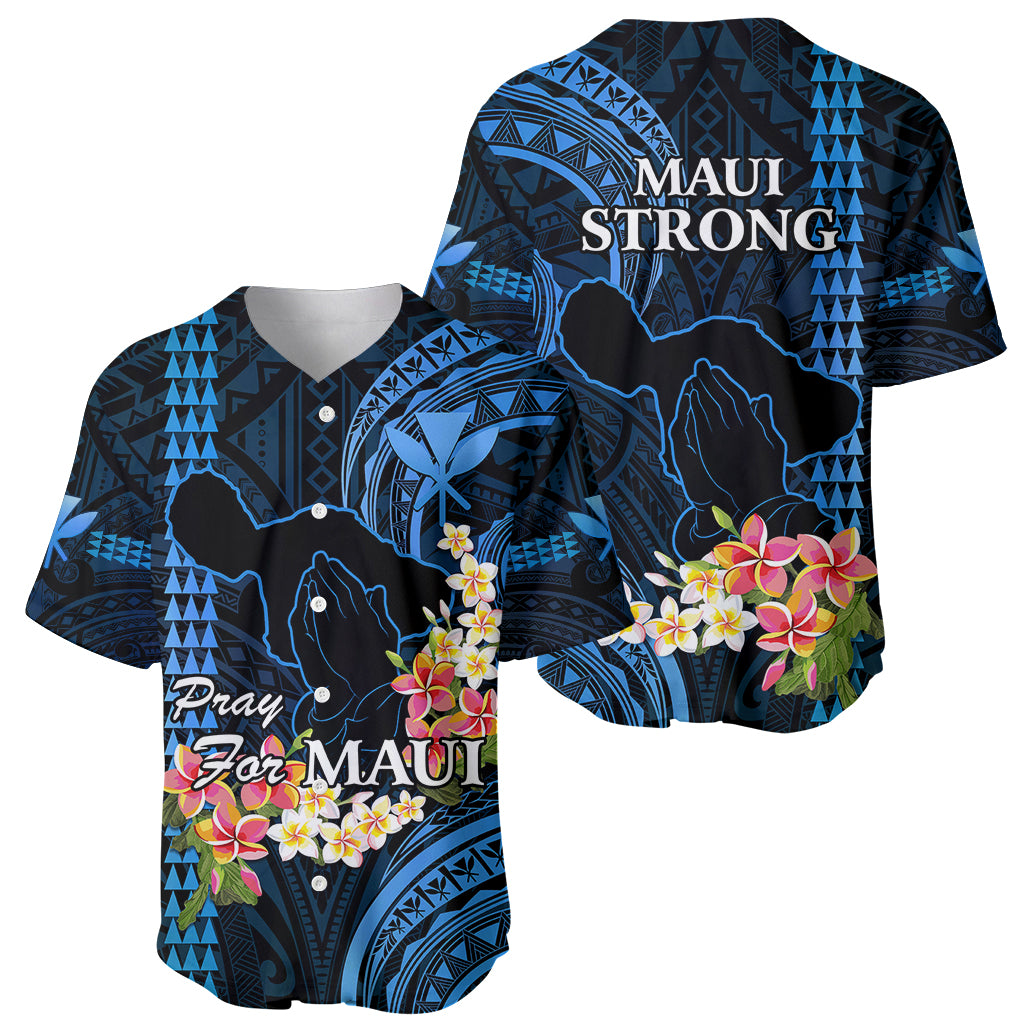 Hawaii Baseball Jersey Pray For Maui Hawaiian Plumeria Be Strong Blue Verison - Wonder Print Shop