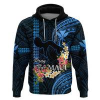 Hawaii Hoodie Pray For Maui Hawaiian Plumeria Be Strong Blue Verison - Wonder Print Shop