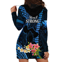 Hawaii Hoodie Dress Pray For Maui Hawaiian Plumeria Be Strong Blue Verison - Wonder Print Shop