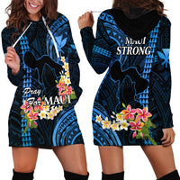 Hawaii Hoodie Dress Pray For Maui Hawaiian Plumeria Be Strong Blue Verison - Wonder Print Shop