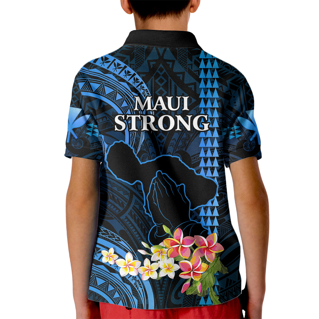 Hawaii Kid Polo Shirt Pray For Maui Hawaiian Plumeria Be Strong Blue Verison - Wonder Print Shop