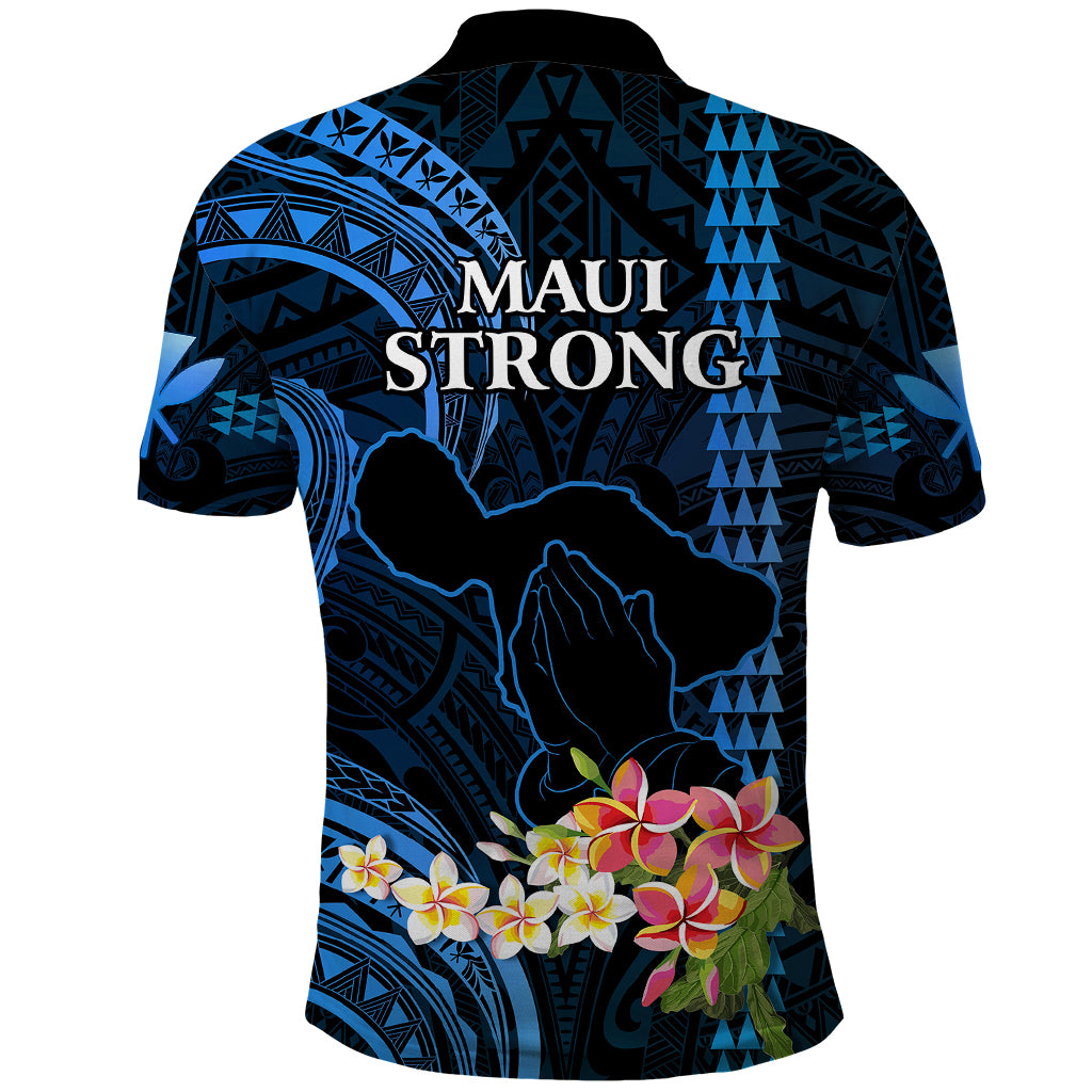 Hawaii Polo Shirt Pray For Maui Hawaiian Plumeria Be Strong Blue Verison - Wonder Print Shop