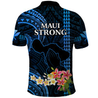 Hawaii Polo Shirt Pray For Maui Hawaiian Plumeria Be Strong Blue Verison - Wonder Print Shop