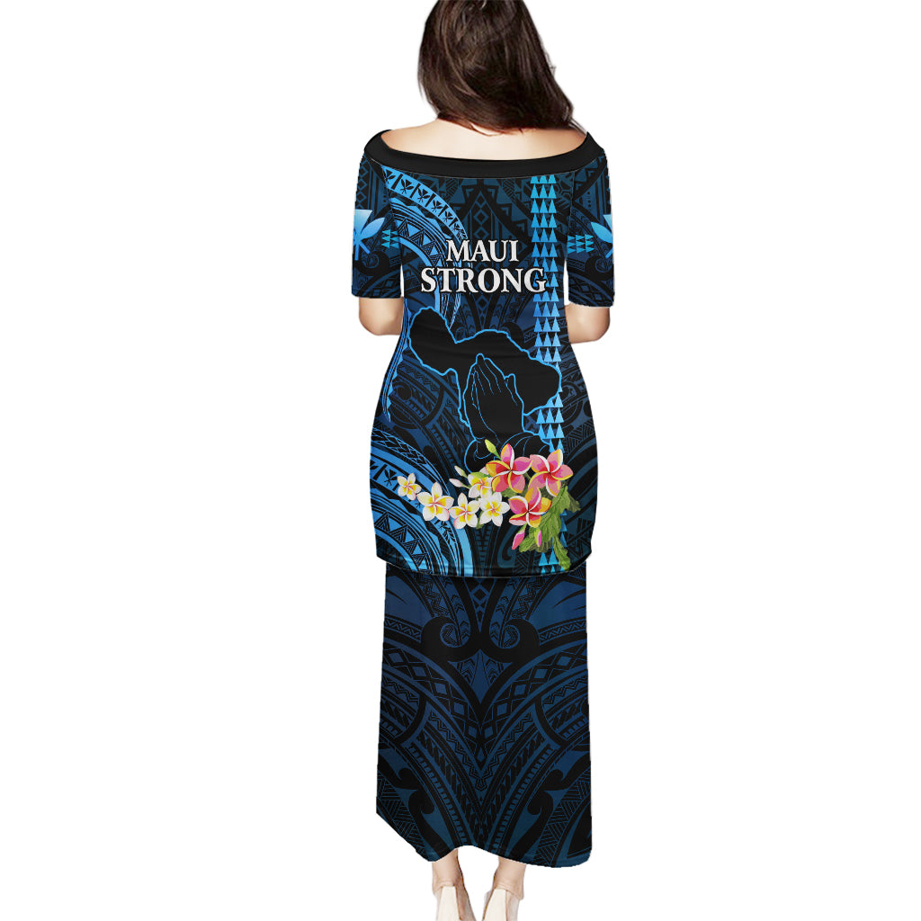 Hawaii Puletasi Pray For Maui Hawaiian Plumeria Be Strong Blue Verison - Wonder Print Shop