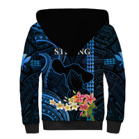 Hawaii Sherpa Hoodie Pray For Maui Hawaiian Plumeria Be Strong Blue Verison - Wonder Print Shop
