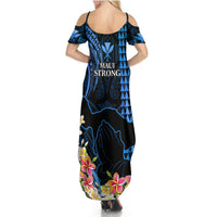 Hawaii Summer Maxi Dress Pray For Maui Hawaiian Plumeria Be Strong Blue Verison - Wonder Print Shop
