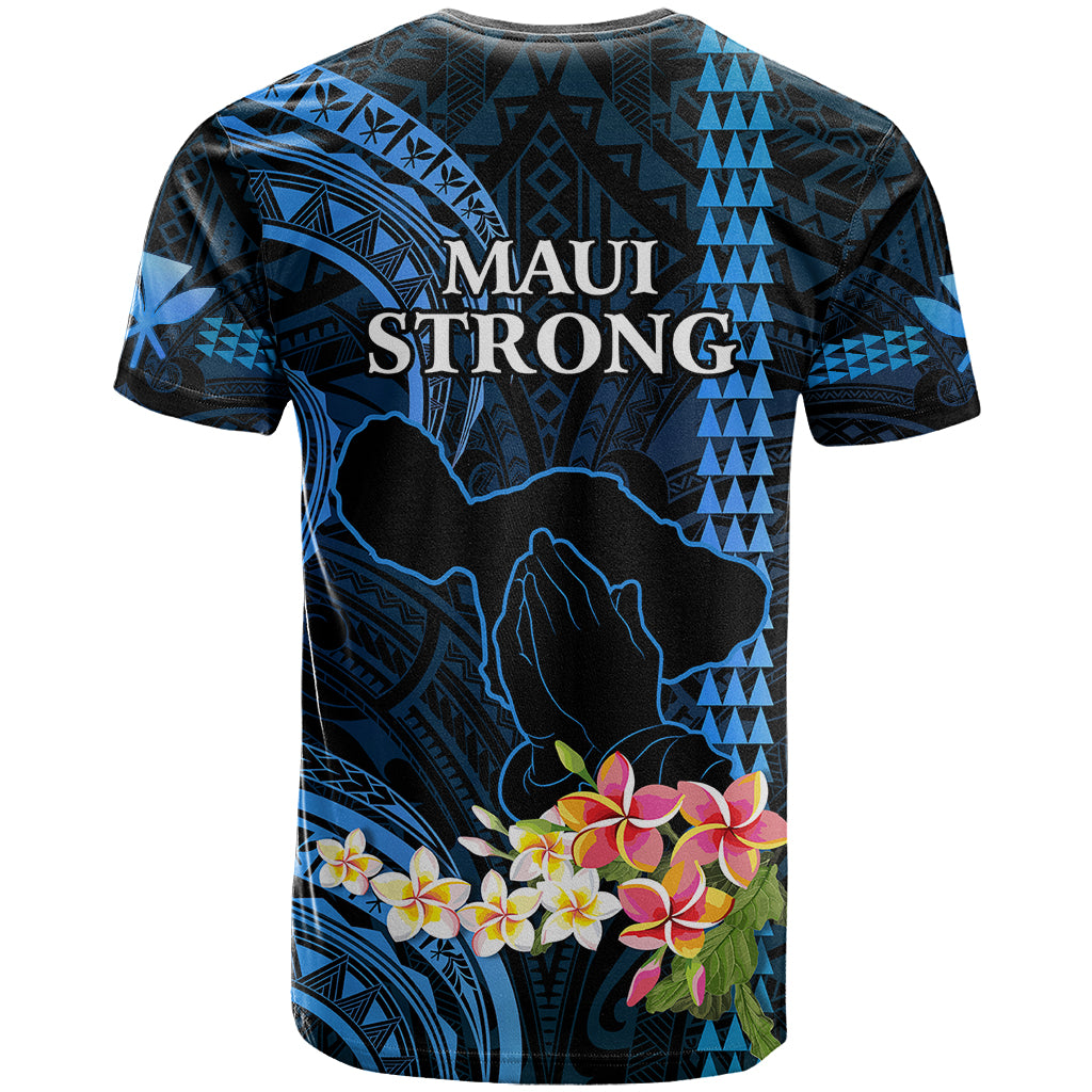 Hawaii T Shirt Pray For Maui Hawaiian Plumeria Be Strong Blue Verison - Wonder Print Shop