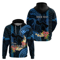 Personalised Hawaii Hoodie Pray For Maui Hawaiian Plumeria Be Strong Blue Verison - Wonder Print Shop