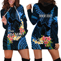 Personalised Hawaii Hoodie Dress Pray For Maui Hawaiian Plumeria Be Strong Blue Verison - Wonder Print Shop