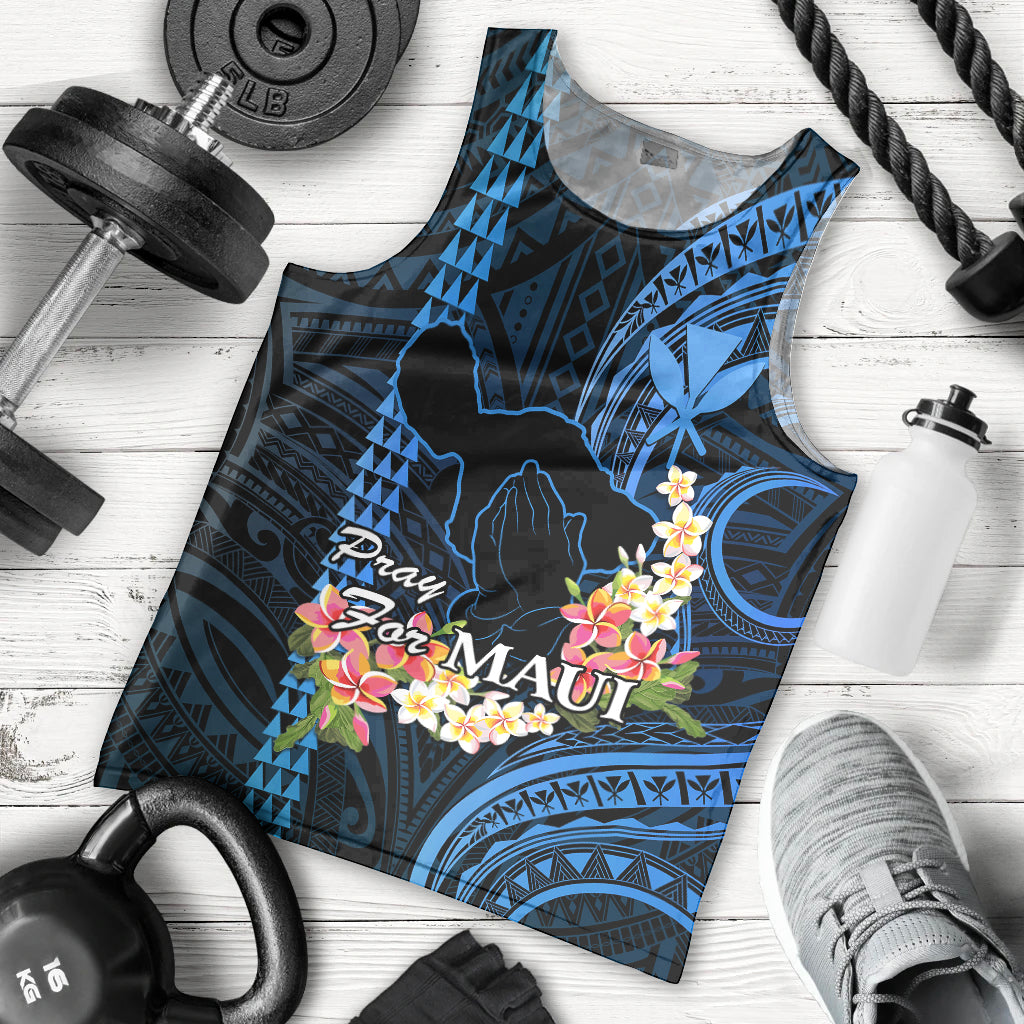 personalised-hawaii-men-tank-top-pray-for-maui-hawaiian-plumeria-be-strong-blue-verison