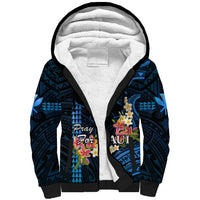 Personalised Hawaii Sherpa Hoodie Pray For Maui Hawaiian Plumeria Be Strong Blue Verison - Wonder Print Shop